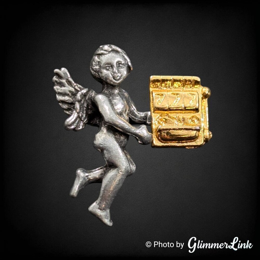 Angel Cherub with 777 Lucky Reel Motif Pin Tie Tack